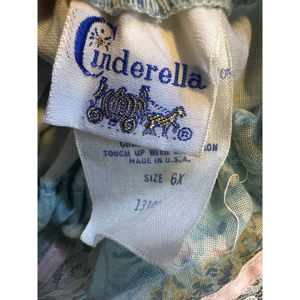 Vintage Cinderella Floral Maxi Dress Lace Smocked 6X Cottagecore Prairie USA - Picture 13 of 16